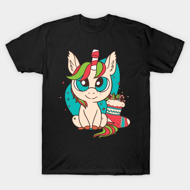 Cute Christmas Unicorn T-Shirt by LR_Collections